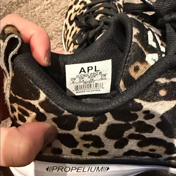 APL Athletic Propulsion Labs Iconic Pro Leopard Print Calf Hair Sneakers - Picture 3 of 4